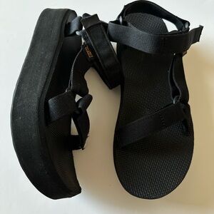 Teva Black Platform Sandals with Adjustable Straps